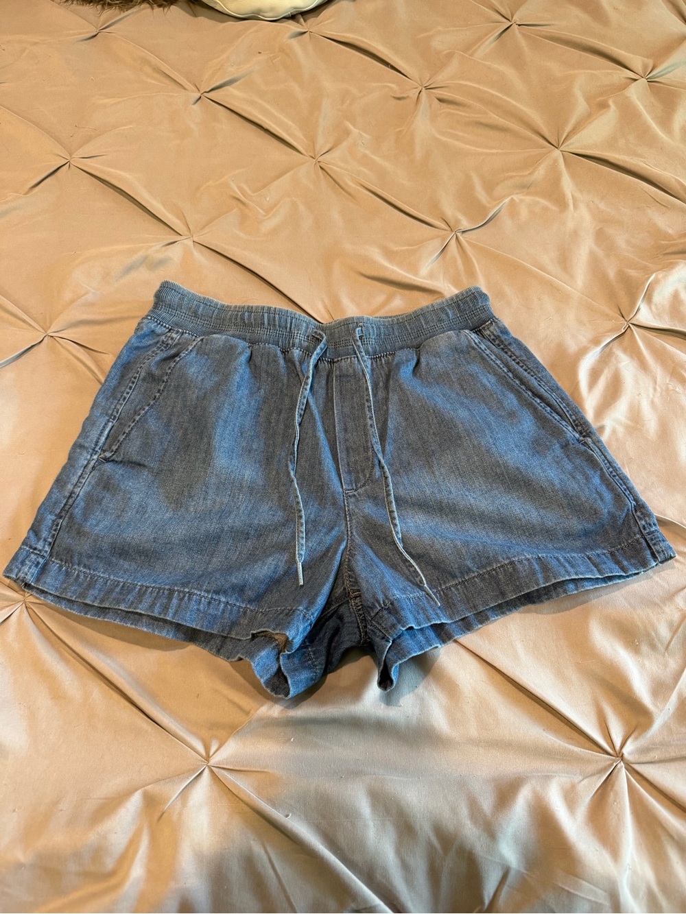GAP Women's Blue Denim High-Waist Drawstring Shorts